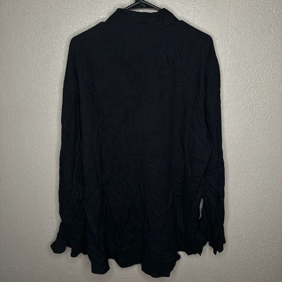 Y2K Morbid Threads Punk Goth Ruffle Long Sleeve Button Down Shirt Large - Picture 4 of 5